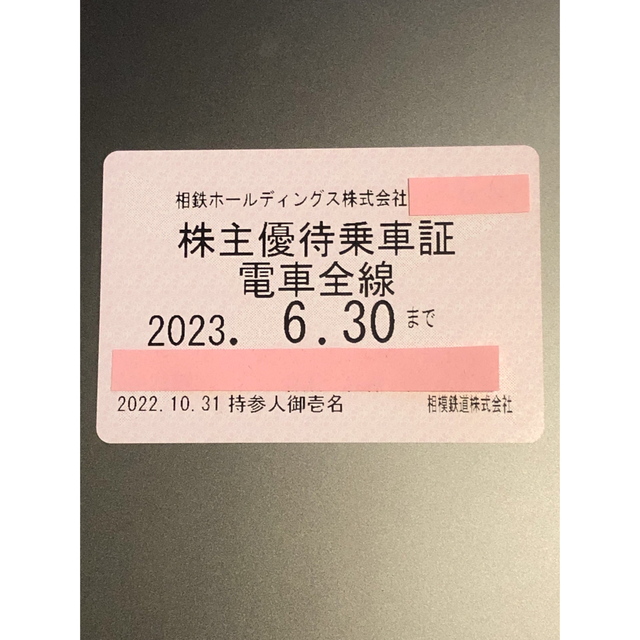 相鉄 ホールディングス 株主優待 電車全線 乗車証 2018.12.15まで