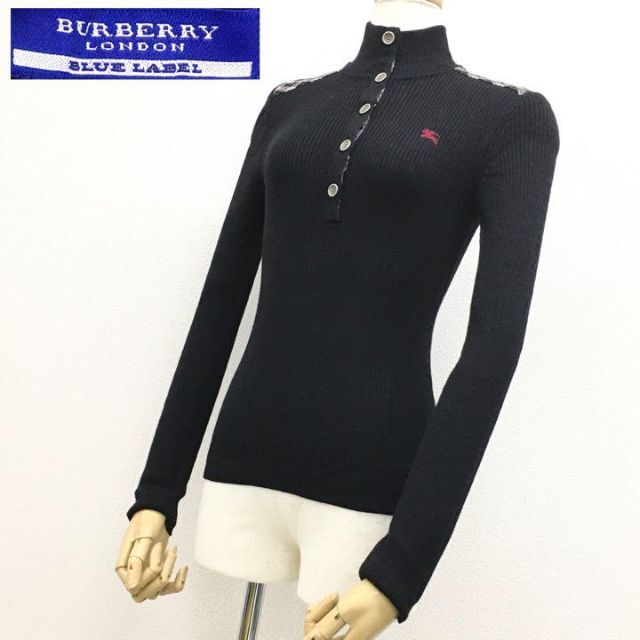 Burberry ミリタリーテイスト ニットセーター 38 羊毛 黒 トップス