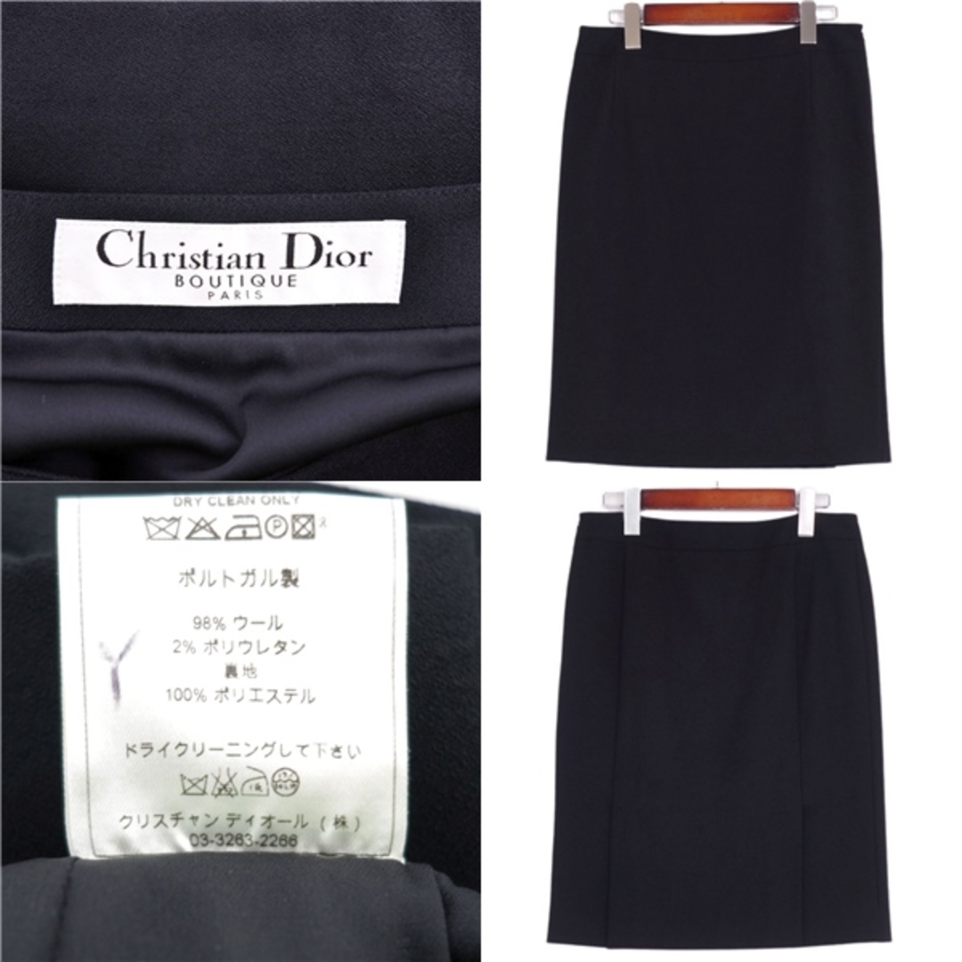 美品 Vintage クリスチャンディオール Christian Dior スカート タイトスカート ミディアム丈 無地 ウール ボトムス レディース  36(S相当) ブラック