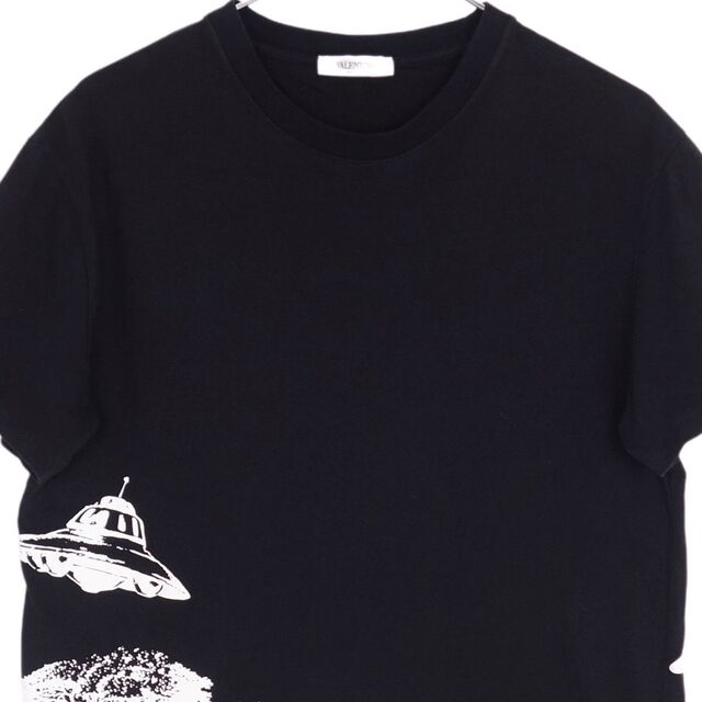美品 ヴァレンティノ VALENTINO Tシャツ カットソー 半袖 総柄 コットン トップス メンズ M ブラック/ホワイト