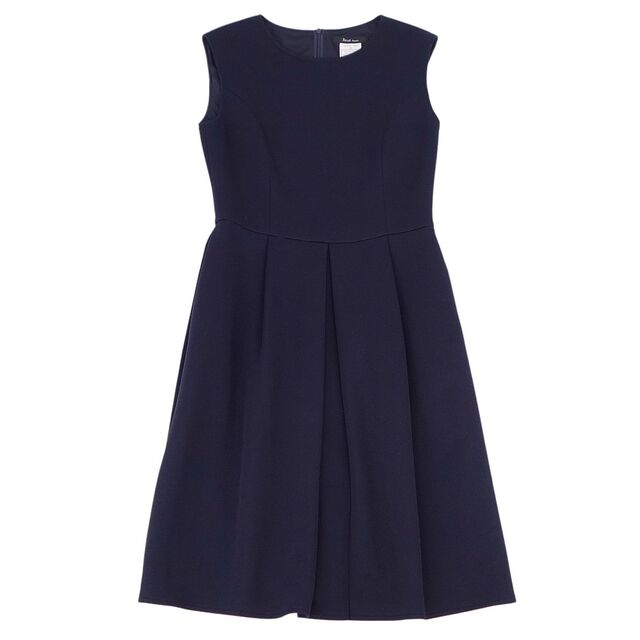 美品 ルネ ベーシック Rene basic ワンピース ノースリーブ ジャージー フレア ドレス レディース 34(S相当) ネイビー