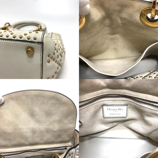 Dior(ディオール)のディオール Dior レディディオール M0579CVNZ030ETF カナージュ スタッズ ハンドバッグ レザー ホワイト レディースのバッグ(ハンドバッグ)の商品写真