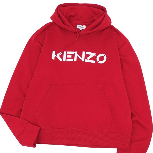 未使用 ケンゾー KENZO パーカー フーディー ロゴ プルオーバー コットン トップス メンズ XL レッド