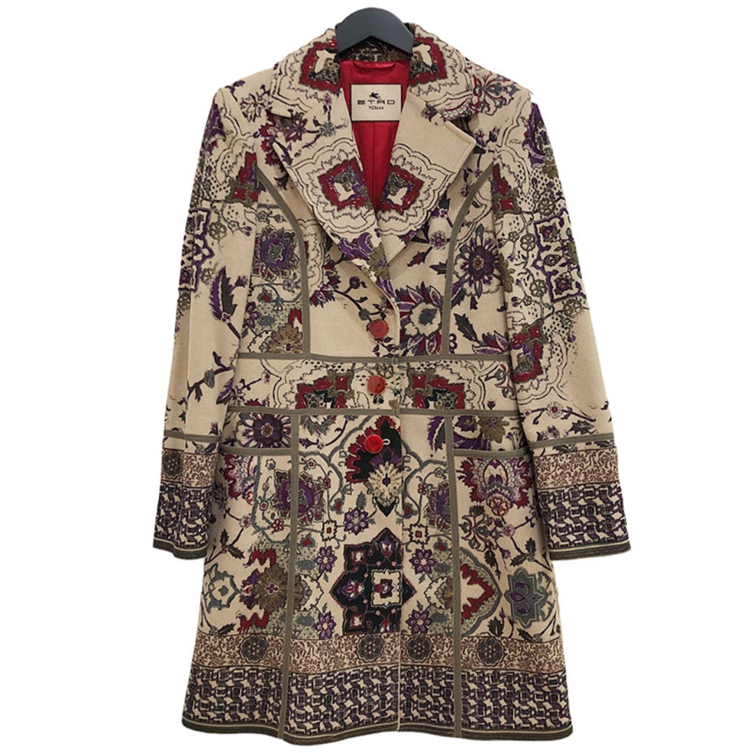 高い素材】 ETRO エトロ - ETRO 総柄チェスターコート レディース