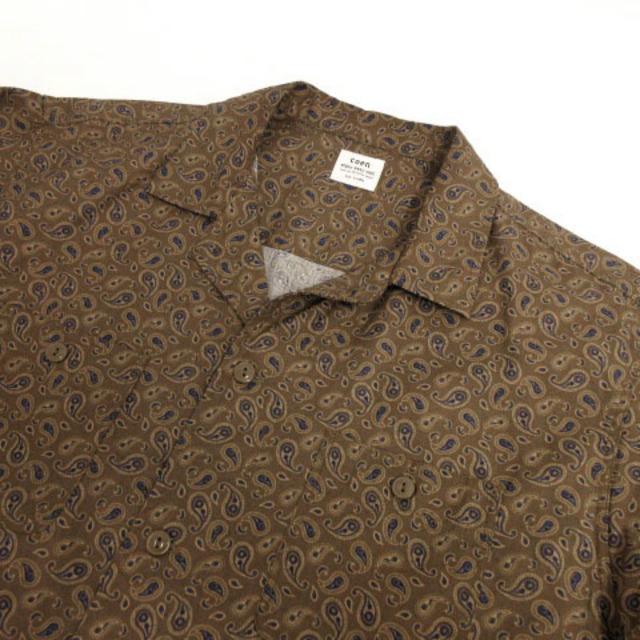 coen(コーエン)のcoen シャツ 長袖 オープンカラー ペイズリー柄 ブラウン 茶 紺 XL メンズのトップス(シャツ)の商品写真