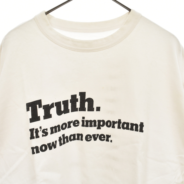 Sacai サカイ 18AW NEW YORK TIMES Truth TEE 18-04000 ニューヨークタイムズプリントTシャツ サイドジップ半袖カットソー ホワイト レディース540センチ肩幅