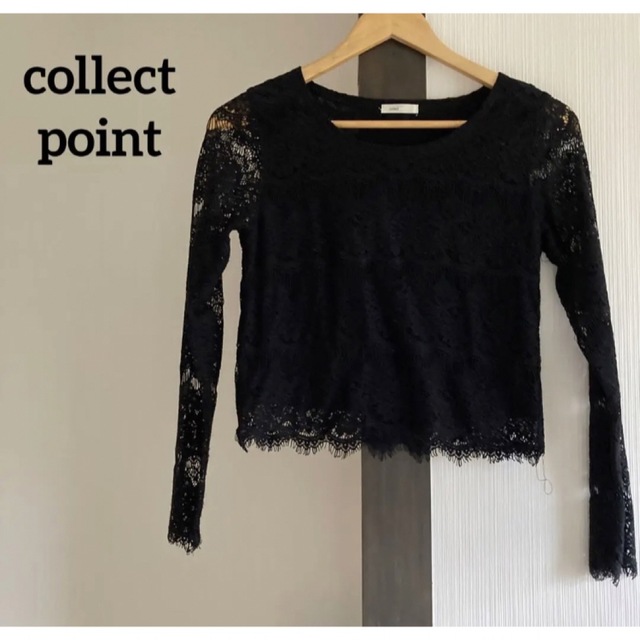 collect point(コレクトポイント)の【used】collect point コレクトポイント 黒レース　カットソー レディースのトップス(カットソー(長袖/七分))の商品写真