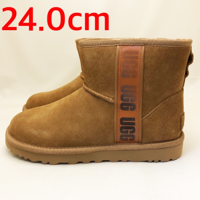 ブーツ 新品 UGG アグ クラシックミニ サイドロゴⅡ チェスナット 24.0cm