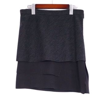 ブルネロクチネリ(BRUNELLO CUCINELLI)の美品 ブルネロクチネリ BRUNELLO CUCINELLI スカート タイトスカート レイヤード 無地 シルク ウール ニット ボトムス レディース 38(S相当) グレー(ひざ丈スカート)