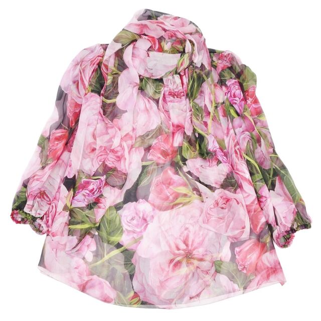 美品 ドルチェ&ガッバーナ DOLCE&GABBANA シャツ ブラウス リボン付き シルク100% 総柄 トップス レディース イタリア製 38(M相当) ピンク 美品 ドルチェ&ガッバーナ DOLCE&GABBANA シャツ ブラウス リボン付き シルク100% 総柄 トップス レディース イタリア製 38(M相当) ピンク