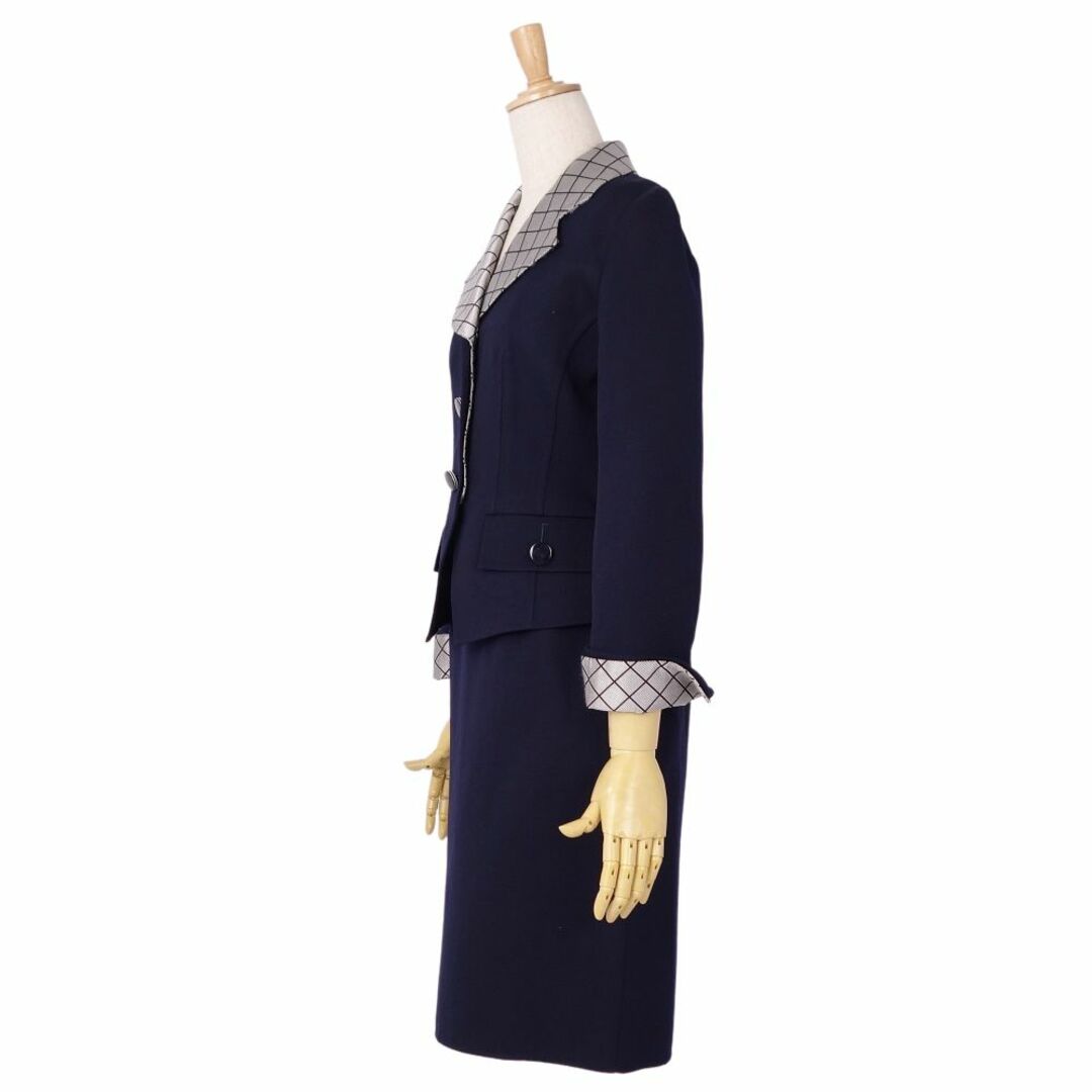 美品 Vintage クリスチャンディオール Christian Dior セットアップ スカートスーツ ウール ジャケット スカート レディース  7(S相当) ネイビー/グレー