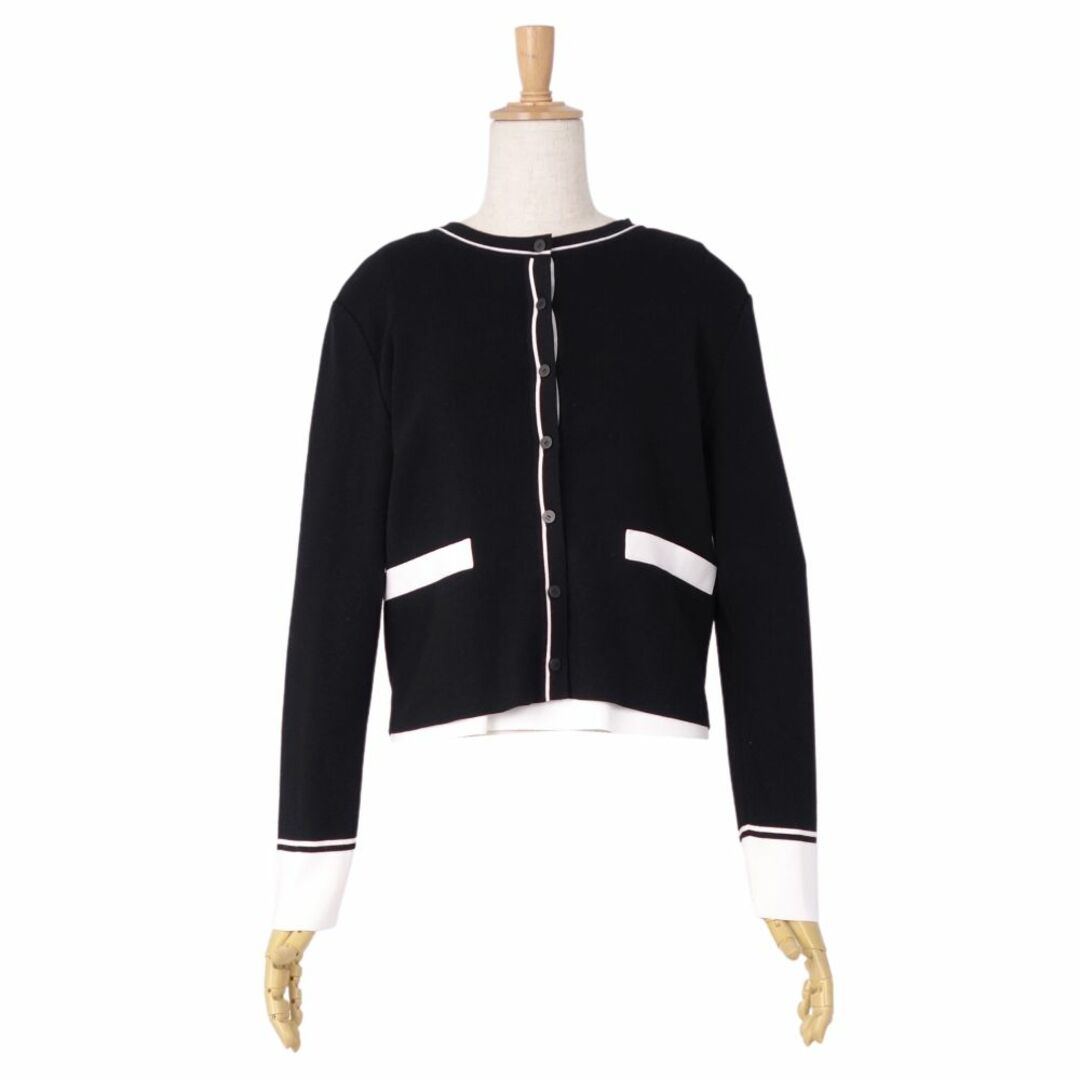 極美品 フォクシー FOXEY アンサンブル Darcy Twin Knit 42645 カーディガン インナー ジャージー トップス レディース 38(M相当) ブラック/ホワイト