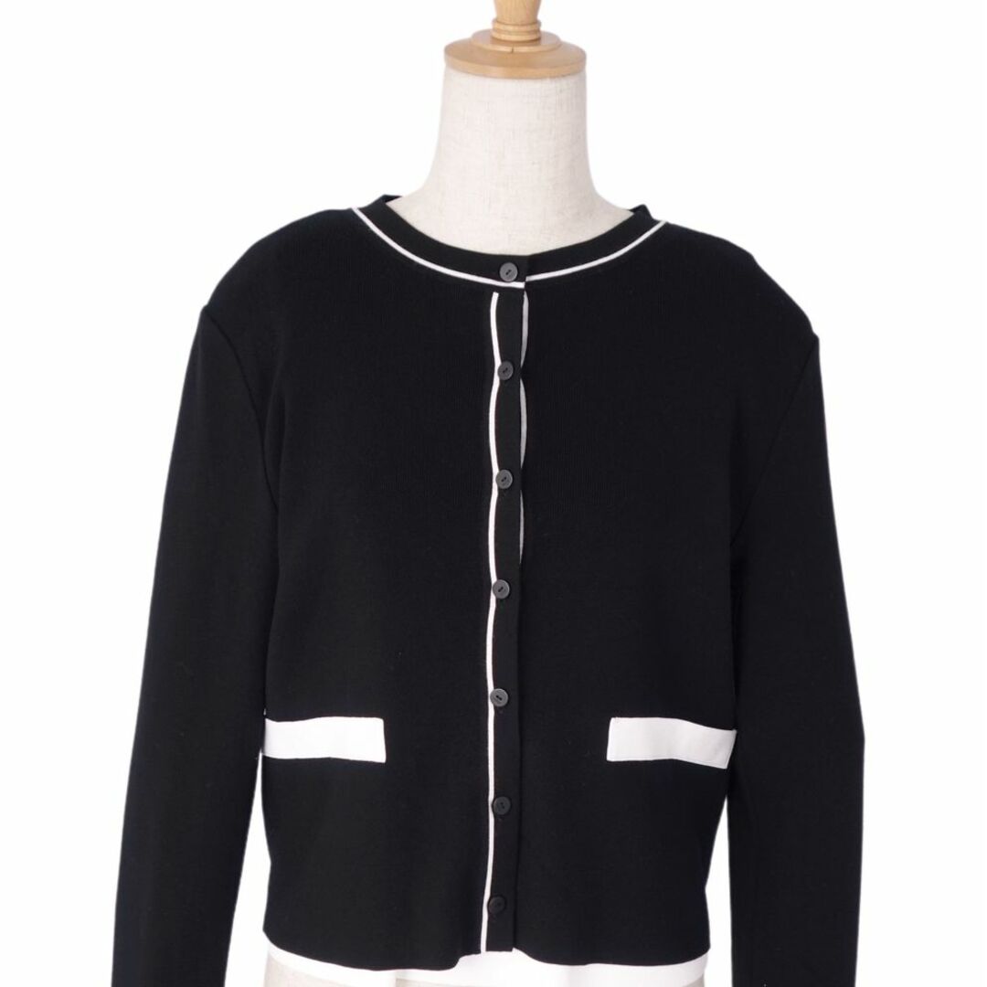 極美品 フォクシー FOXEY アンサンブル Darcy Twin Knit 42645 カーディガン インナー ジャージー トップス レディース 38(M相当) ブラック/ホワイト 3