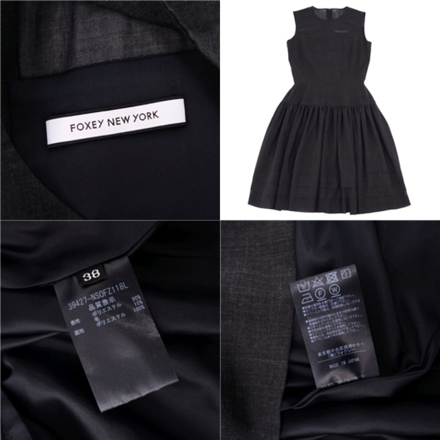 美品 フォクシー ニューヨーク FOXEY NEW YORK ワンピース ドレス Lady Grace レディグレース ウール混 トップス レディース 38(M相当) ダークグレー