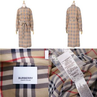 極美品 バーバリー BURBERRY ワンピース シャツワンピース シルク ...