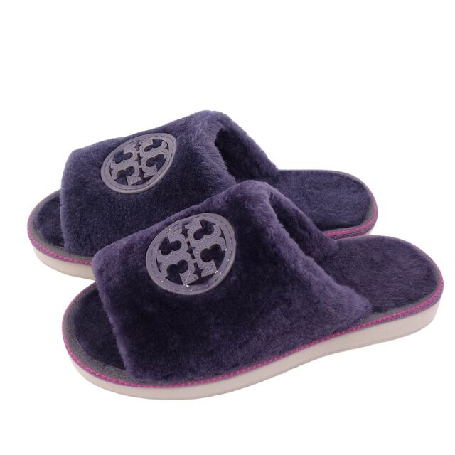 Tory Burch(トリーバーチ)の未使用 トリーバーチ TORY BURCH サンダル ラムファー シューズ ロゴパッチ スライドサンダル 靴 7(24cm相当) パープル レディースの靴/シューズ(サンダル)の商品写真