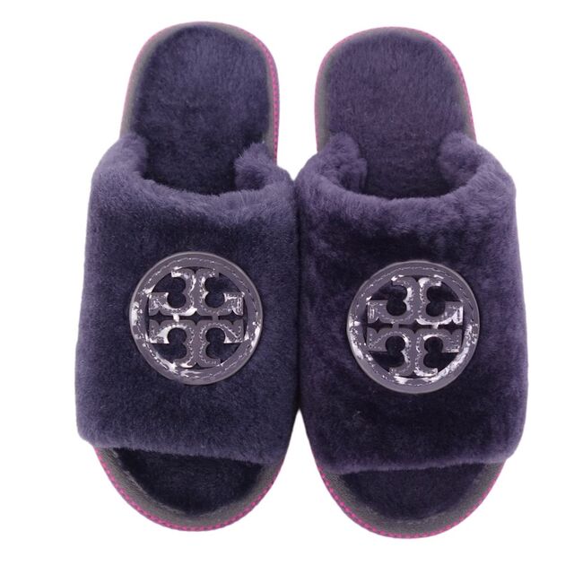 Tory Burch(トリーバーチ)の未使用 トリーバーチ TORY BURCH サンダル ラムファー シューズ ロゴパッチ スライドサンダル 靴 7(24cm相当) パープル レディースの靴/シューズ(サンダル)の商品写真