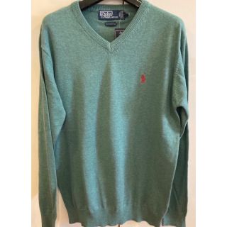 ポロラルフローレン(POLO RALPH LAUREN)の新品未使用！ポロラルフローレン　Vネックセーター　ライトグリーンS(ニット/セーター)