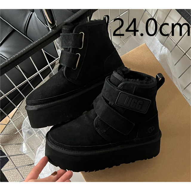 在庫あ新作 UGG ニューメル プラットフォーム ブラック 24cm アグ 爆