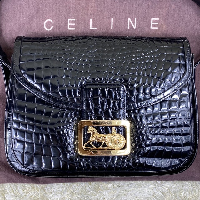 celine - 美品✨オールドセリーヌ クロコ レザー ショルダーバッグ