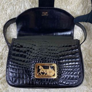 celine - 美品 オールドセリーヌ クロコ レザー ショルダーバッグ