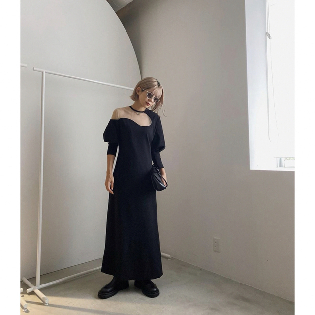 アメリヴィンテージ LAKE CURVE TRICOT RIB DRESS | thebarberempire.com