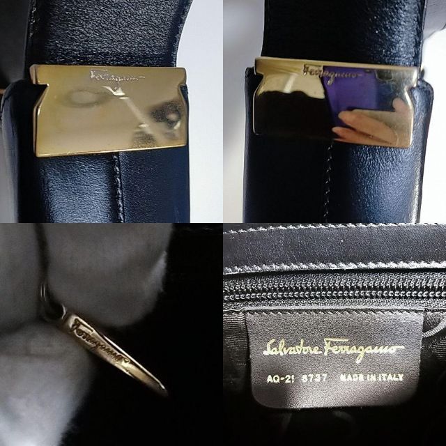 Salvatore Ferragamo(サルヴァトーレフェラガモ)の美品　サルヴァトーレ・フェラガモ　トートバッグ　ブラック　ビジネス　葬式　本革 レディースのバッグ(トートバッグ)の商品写真