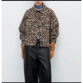 ザラ(ZARA)のZARA ウールブレンドプリントオーバーシャツ　シャツジャケット(ブルゾン)