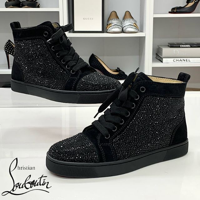 本物品質の Christian Louboutin ハイカットスニーカー ロゴ ストーン ...