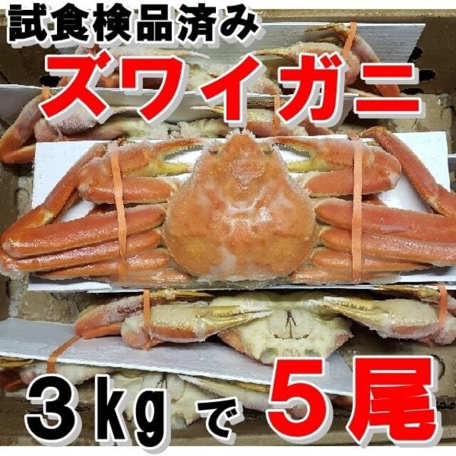 ズワイガニ ５尾 (3kg) カナダ産 試食検品済み 送料無料 沖縄県は不可