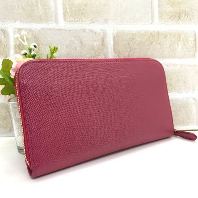 PRADA - 【正規品】プラダ サフィアーノ ラウンドジップ 長財布 ピンク