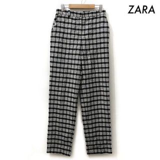 ザラ(ZARA)のZARA ザラ★チェック柄パンツ ウール混 モノクロ レディース(カジュアルパンツ)