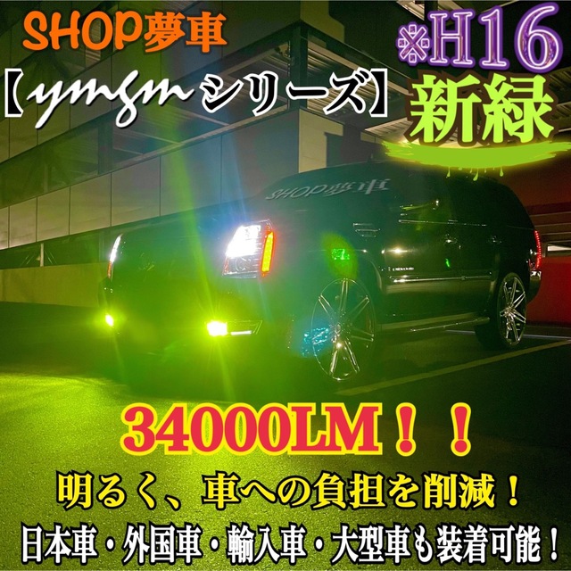 新発売34000LM❗️フォグランプ　LED 新緑✨外車も対応　グリーン　H16