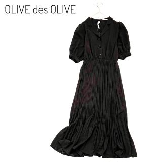 オリーブデオリーブ(OLIVEdesOLIVE)の美品✨OLIVE des OLIVE ロング ワンピース 半袖 黒 シースルー(ロングワンピース/マキシワンピース)