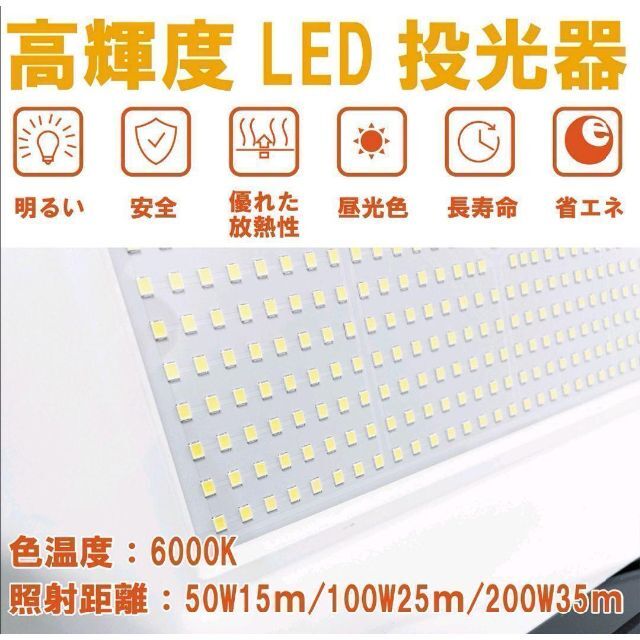 1496★LED投光器 200w 薄型野外照明 作業灯 PSE適合 防水 スポーツ/アウトドアのアウトドア(ライト/ランタン)の商品写真