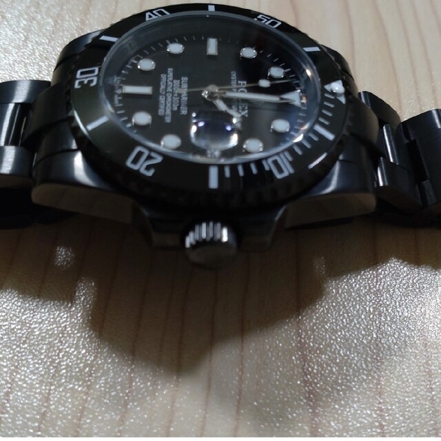希少！【美品】ブラックブレス黒サブオマージュのオイスターステンレスブレス腕時計(アナログ)