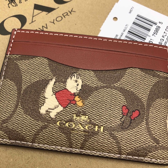 COACH(コーチ)の【COACH☆新作】新品！カード ケース！シグネチャー キャンバス・キャット！ レディースのファッション小物(名刺入れ/定期入れ)の商品写真