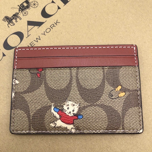 COACH(コーチ)の【COACH☆新作】新品！カード ケース！シグネチャー キャンバス・キャット！ レディースのファッション小物(名刺入れ/定期入れ)の商品写真