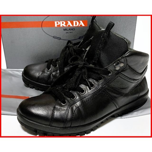 PRADA プラダ 7.5≒26.5cm ブーツ スニーカー 黒 E - www.glycoala.com