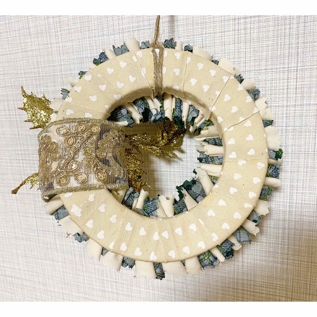 ハンドメイド クリスマスリース 布リース №4 ハンドメイド クリスマスリース 布リース №4