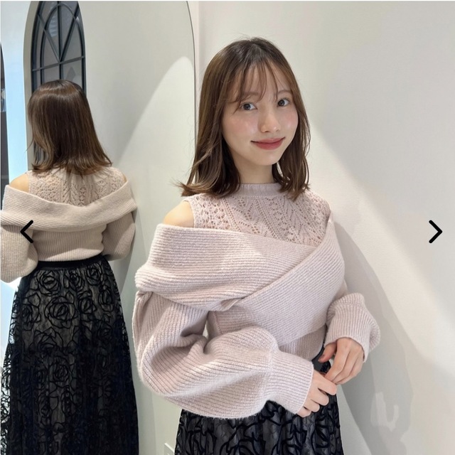 herlipto Madeline 2Way Knit Pullover ピンク