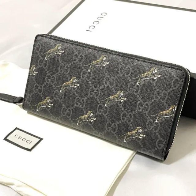 新品入荷 Gucci グッチ タイガー GGスプリーム ジッピー長財布 トラ
