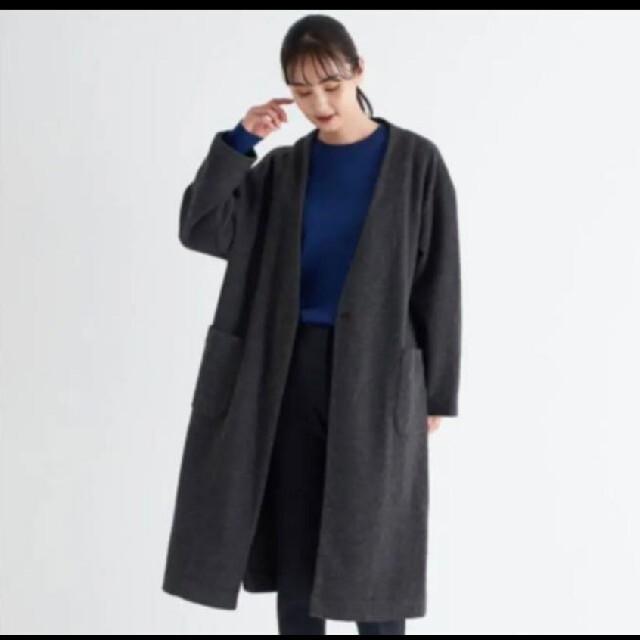 プラステ ロングコート コーディガン チャコールグレー 新品【DOUX ARCHIVES】コーディガン コート チャコールグレー
