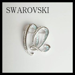 スワロフスキー(SWAROVSKI)のSWARVSKI スワロフスキー ブローチ シルバー ライトブルー 水色 リボン(ブローチ/コサージュ)