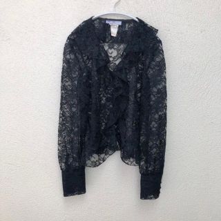 マルテ(Marte)のVintage Lace Blouse 総レース フリルブラウス 古着 黒(シャツ/ブラウス(長袖/七分))