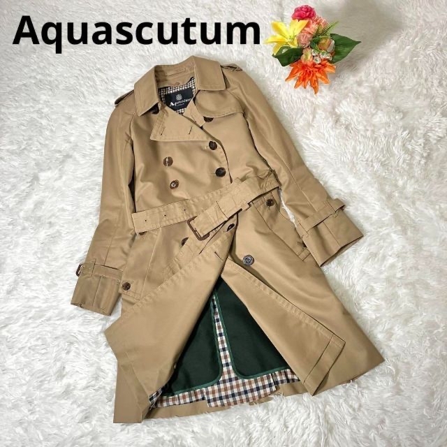 Aquascutum アクアスキュータム トレンチコート ベージュ 青