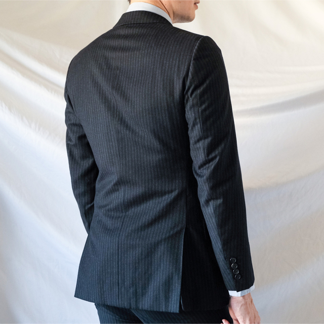 美Belvest×バーニーズ super130's スーツネイビー×グレー46 【時間指定