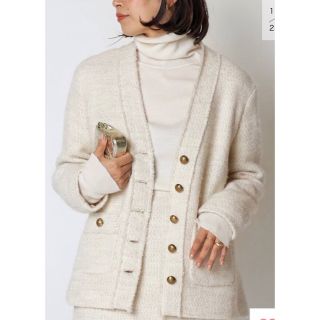 ドゥーズィエムクラス(DEUXIEME CLASSE)の*TWEED カーディガンジャケット WHT(DEU)(ノーカラージャケット)