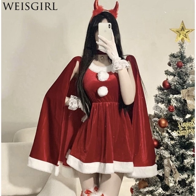 サンタコス 4点セット クリスマス コスプレ エンタメ/ホビーのコスプレ(衣装一式)の商品写真