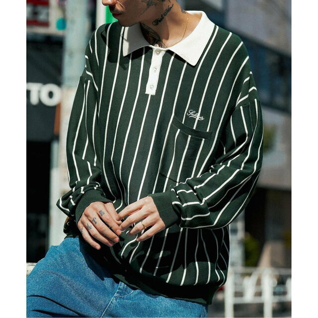 Subciety(サブサエティ)の【GREEN】【LARGE】Subciety/(U)STRIPE RUGGER KNIT その他のその他(その他)の商品写真